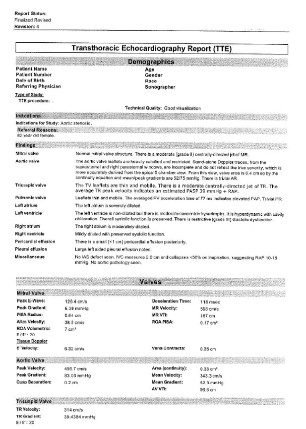 Echocardiography report (first page)
